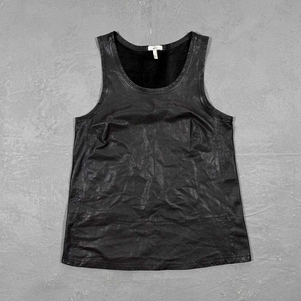 Joie Black Lamb Skin Leather Tank Top Women's Small